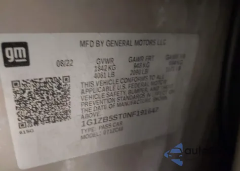 2022 Chevrolet Malibu Fwd Ls z USA, uszkodzony, nr VIN 1G1ZB5ST0NF191647